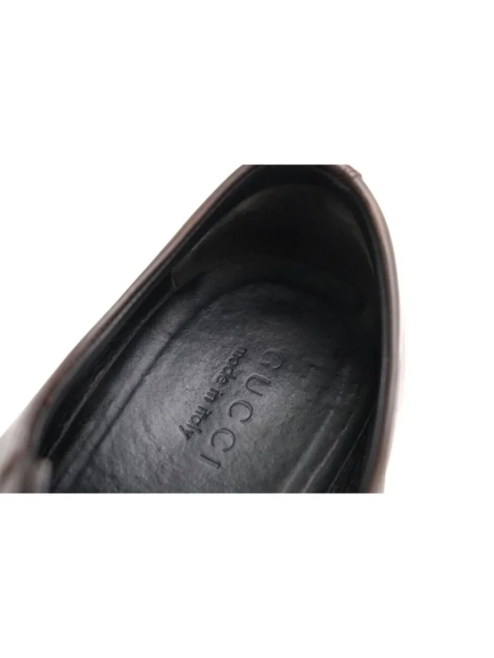 Gucci Shoes Business Leather Dark Brown Log Chip